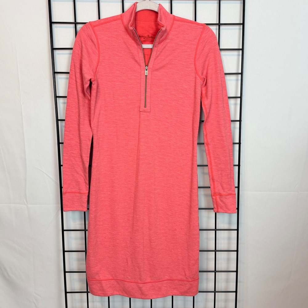 Tommy Bahama Dress Womens XXS Marbled Red Reversible Long Sleeve Half Zip Casual